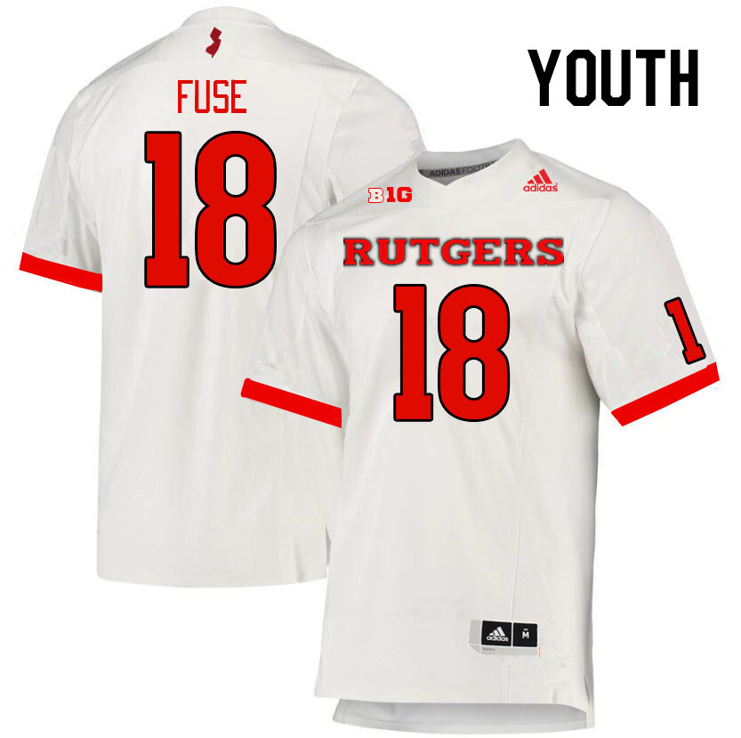 Youth #18 Davoun Fuse Rutgers Scarlet Knights College Football Jerseys Stitched Sale-White